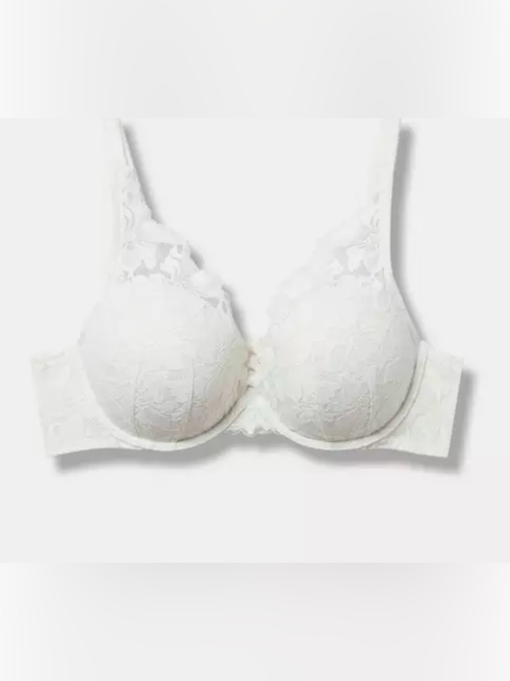 Torrid Lace Push Up Plunge Bra White Lace Hibiscus Underwire XO Push Up Plunge